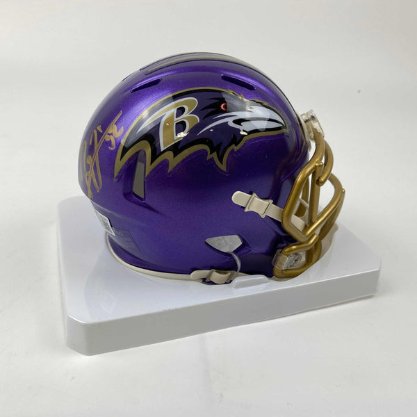 Autographed/Signed Ray Lewis Baltimore Ravens Flash Football Mini Helmet Beckett BAS COA