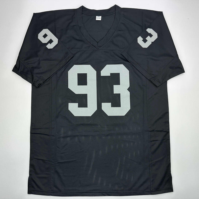 Autographed/Signed Greg Townsend Oakland Black Football Jersey JSA COA