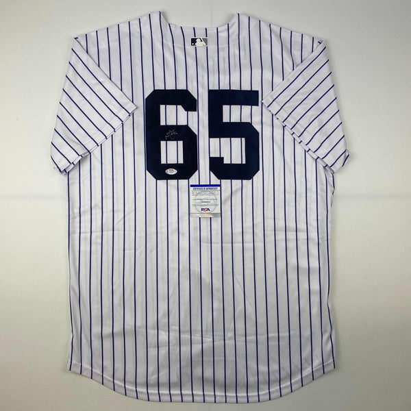 Autographed/Signed Nestor Cortes New York Pinstripe Baseball Jersey PSA/DNA COA