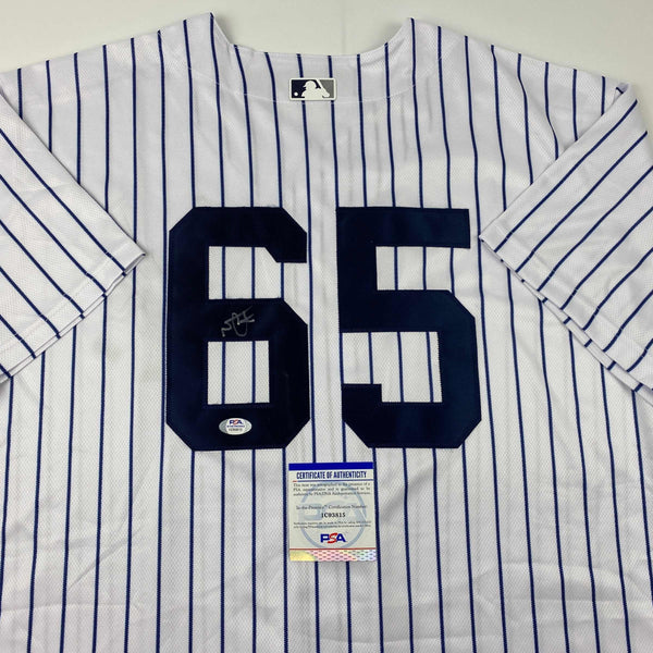 Autographed/Signed Nestor Cortes New York Pinstripe Baseball Jersey PSA/DNA COA