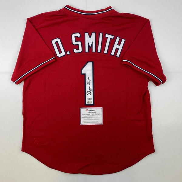 Autographed/Signed Ozzie Smith St. Louis Cardinals Red M&N Baseball Jersey Fanatics COA