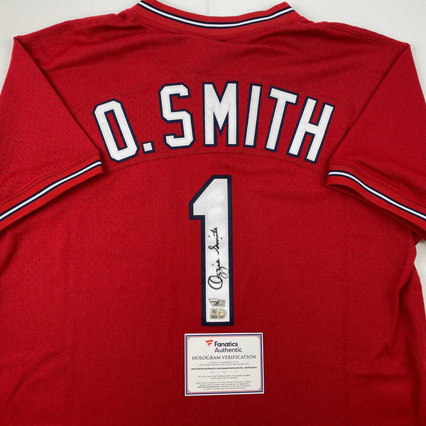 Autographed/Signed Ozzie Smith St. Louis Cardinals Red M&N Baseball Jersey Fanatics COA
