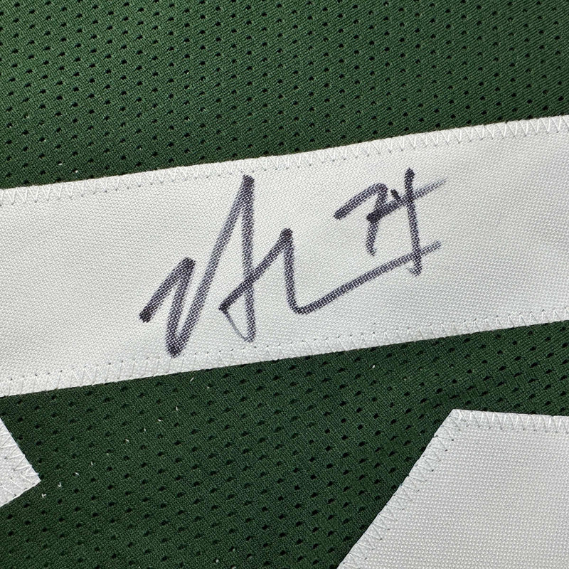 Autographed/Signed Nick Mangold New York Green Football Jersey JSA COA