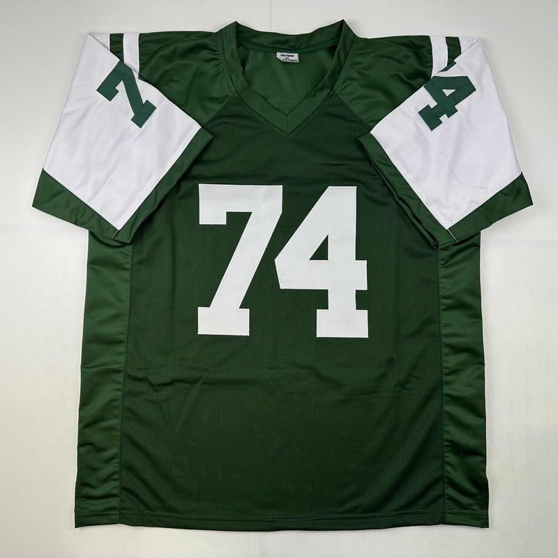 Autographed/Signed Nick Mangold New York Green Football Jersey JSA COA