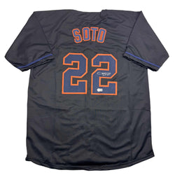 Autographed/Signed Juan Soto New York Black Baseball Jersey Beckett BAS COA