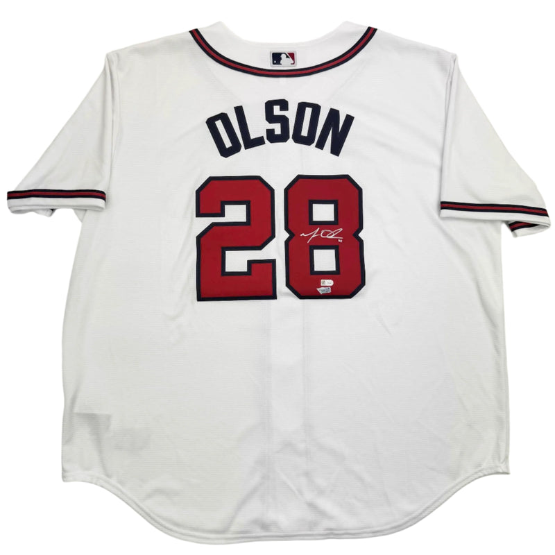 Autographed/Signed Matt Olson Atlanta Braves White Baseball Jersey Fanatics COA