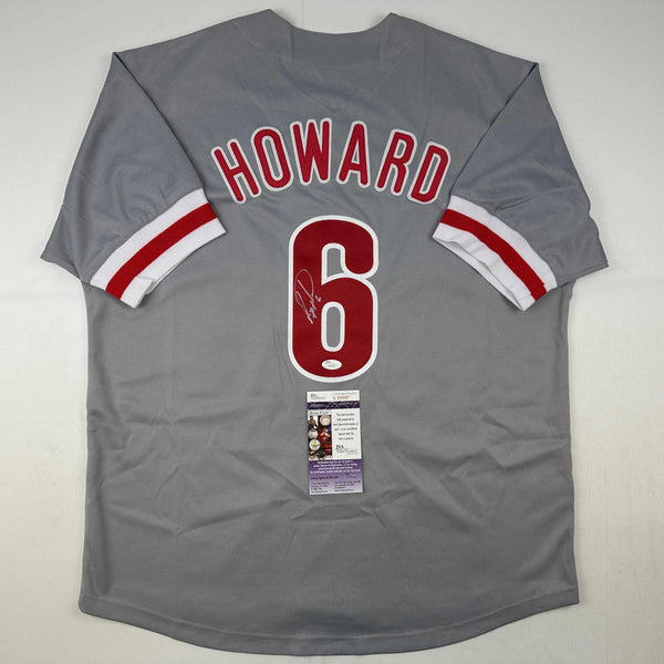 Autographed/Signed Ryan Howard Philadelphia Grey Baseball Jersey JSA COA
