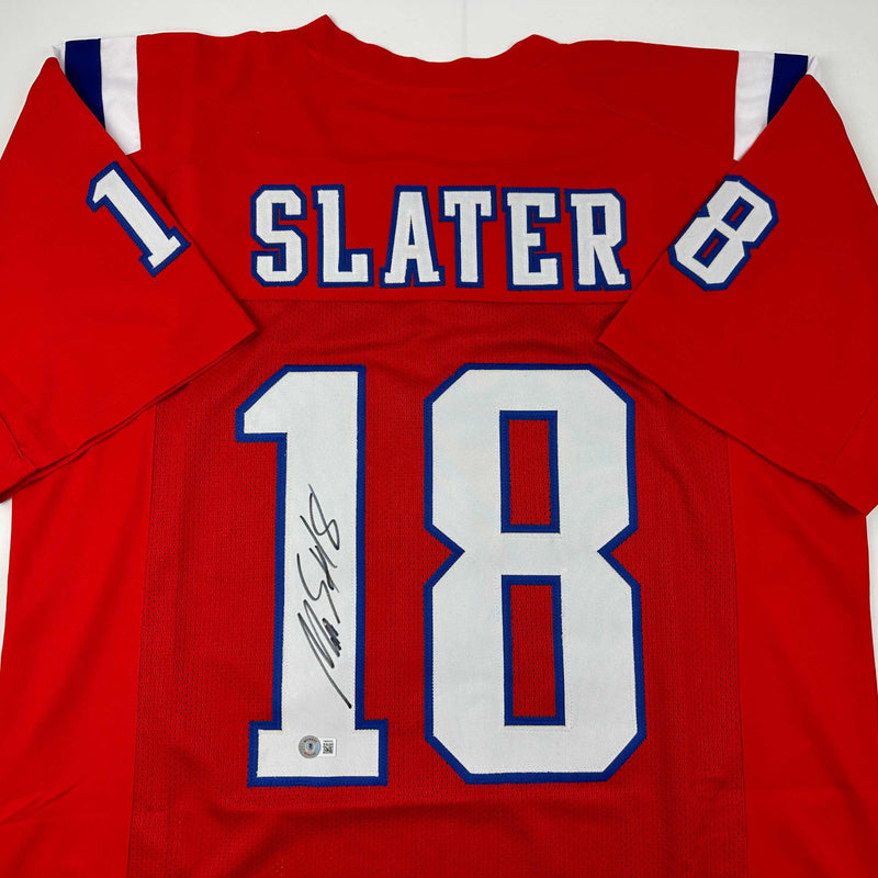 Autographed/Signed Matthew Slater New England Red Football Jersey Beckett BAS COA