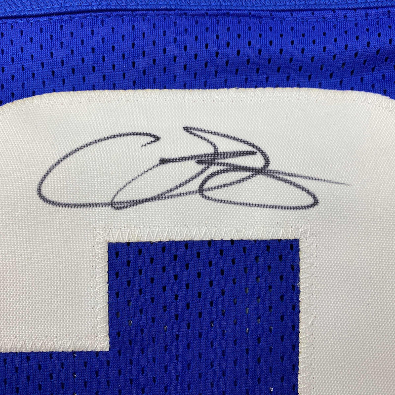 Autographed/Signed Odell Beckham Jr. OBJ Los Angeles LA Blue Football Jersey Beckett BAS COA