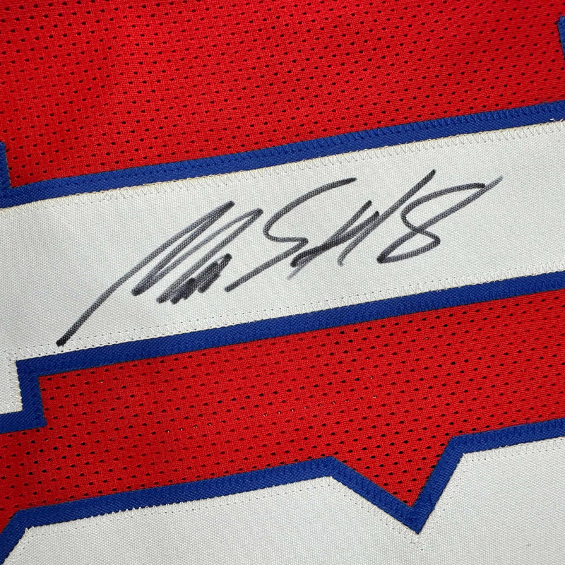Autographed/Signed Matthew Slater New England Red Football Jersey Beckett BAS COA
