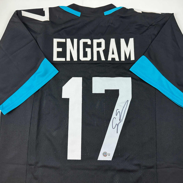 Autographed/Signed Evan Engram Jacksonville Black Football Jersey Beckett BAS COA