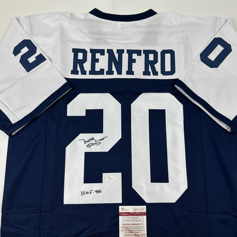 Autographed/Signed Mel Renfro HOF 96 Dallas Thanksgiving Day Football Jersey JSA COA