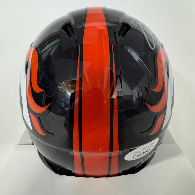 Autographed/Signed Terrell Davis HOF 17 Denver Broncos Speed Mini Football Helmet JSA COA