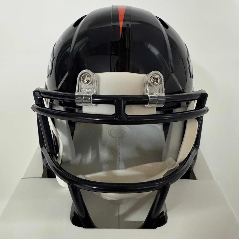Autographed/Signed Terrell Davis HOF 17 Denver Broncos Speed Mini Football Helmet JSA COA