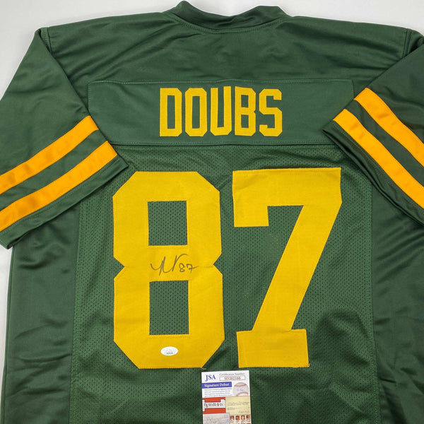 Autographed/Signed Romeo Doubs Green Bay Color Rush Green Football Jersey JSA COA