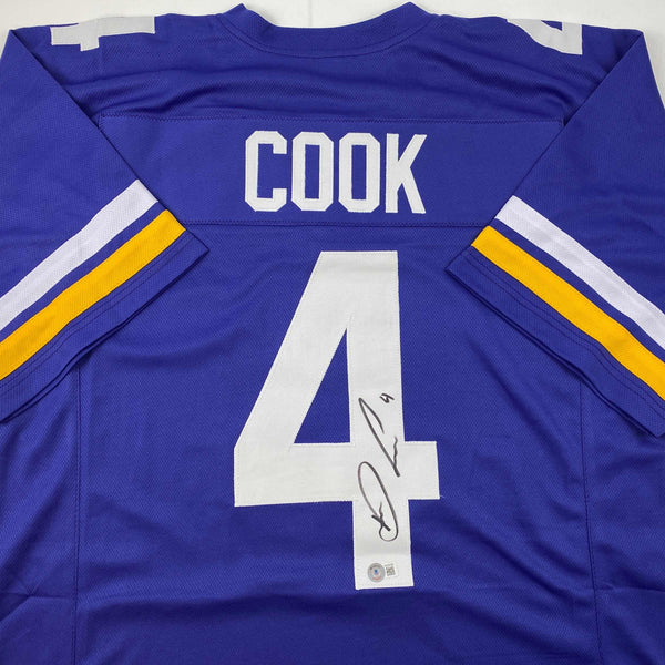 Autographed/Signed Dalvin Cook #4 Minnesota Purple Football Jersey Beckett BAS COA