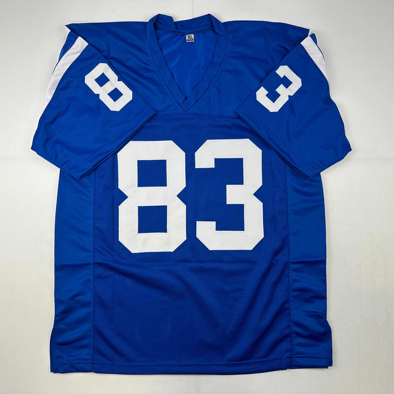 Autographed/Signed Brandon Stokley Indianapolis Blue Football Jersey JSA COA