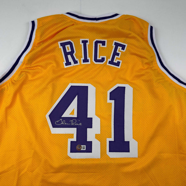 Autographed/Signed Glen Rice Los Angeles LA Yellow Basketball Jersey Beckett BAS COA