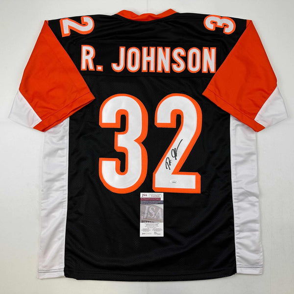 Autographed/Signed Rudi Johnson Cincinnati Black Football Jersey JSA COA