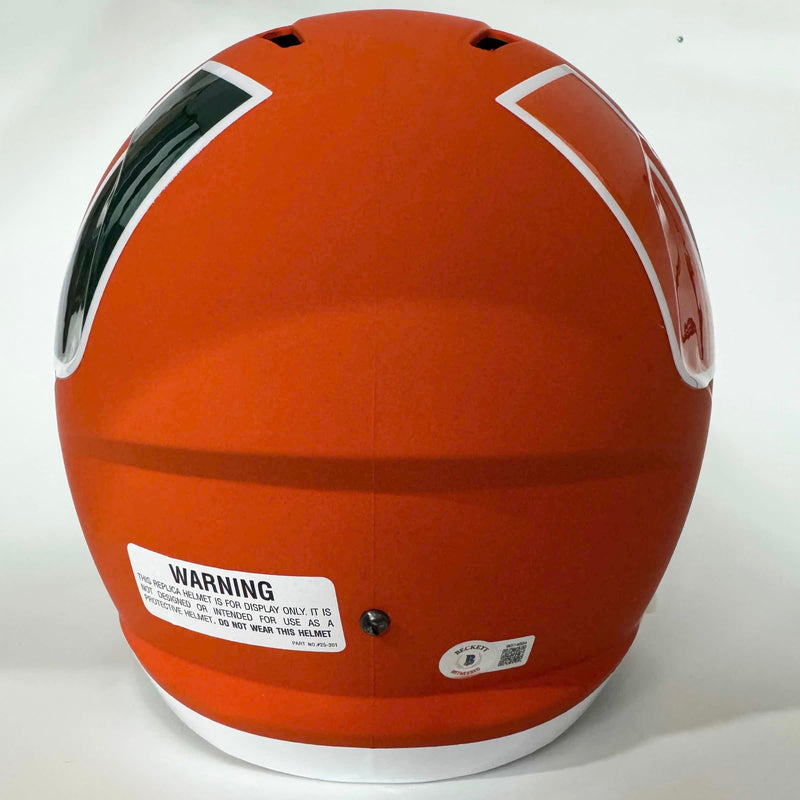 Autographed/Signed Ed Reed Miami Hurricanes Full Size FS F/S Speed Replica College Football Helmet Beckett BAS COA
