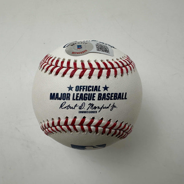 Autographed/Signed Ronald Acuna Jr. Rawlings Official Major League ROML Baseball Beckett BAS COA