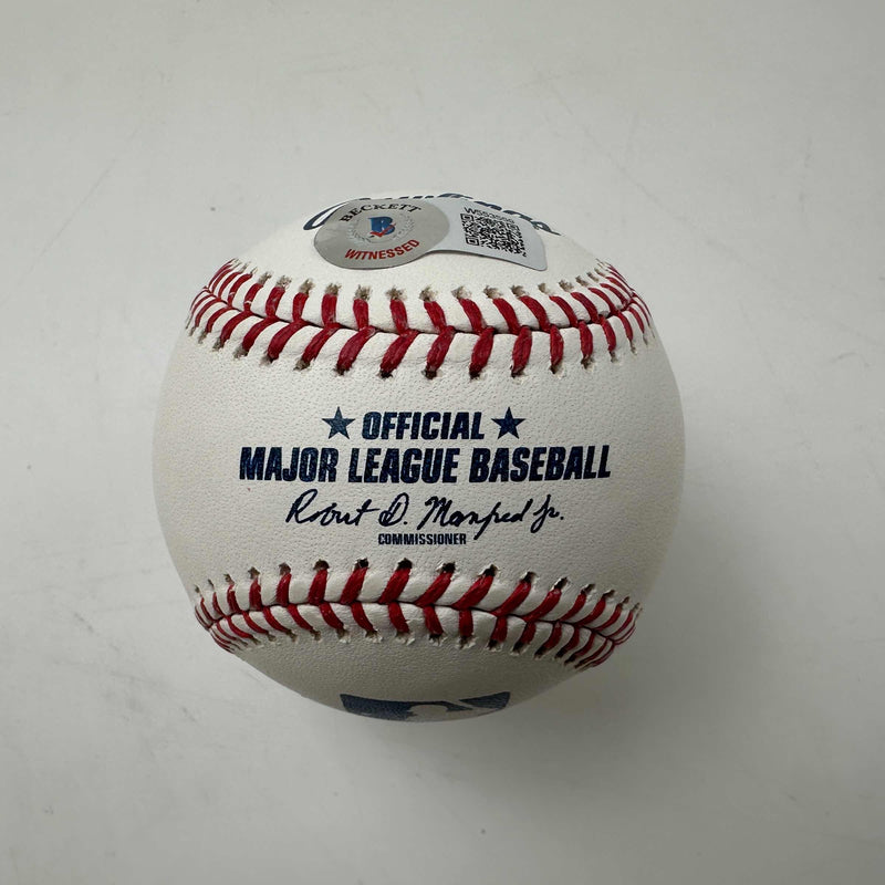 Autographed/Signed Ronald Acuna Jr. Rawlings Official Major League ROML Baseball Beckett BAS COA