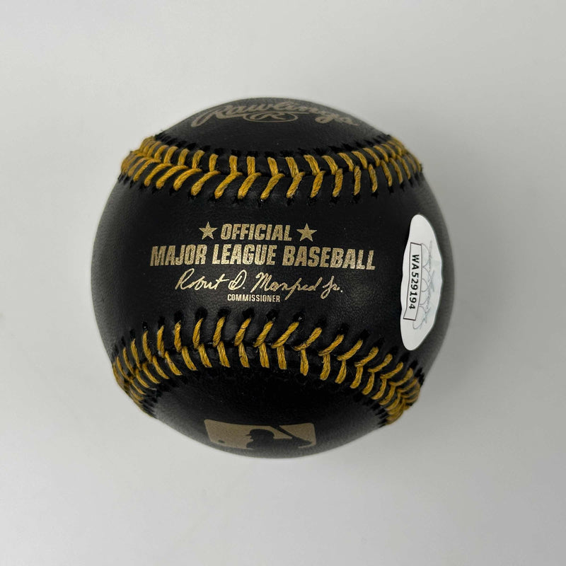 Autographed/Signed Pete Rose Black Leather Baseball Rawlings ROML JSA COA