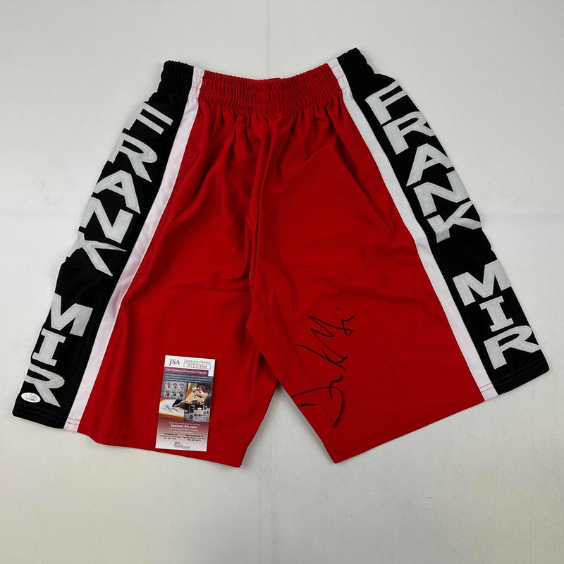 Autographed/Signed Frank Mir Red UFC MMA Trunks/Shorts JSA COA Auto