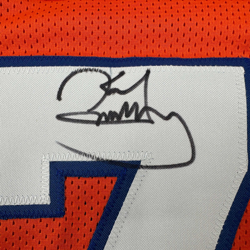Autographed/Signed Karl Mecklenburg Denver Orange Football Jersey JSA COA