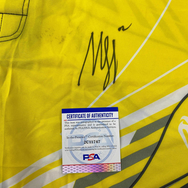 Autographed/Signed Khamzat Borz Chimaev Venom UFC MMA Ultimate Fighting Yellow Trunks PSA/DNA COA