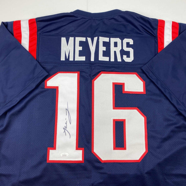 Autographed/Signed Jakobi Meyers New England Blue Football Jersey JSA COA