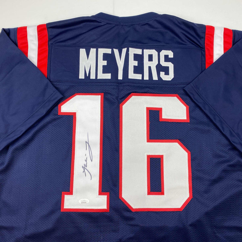 Autographed/Signed Jakobi Meyers New England Blue Football Jersey JSA COA