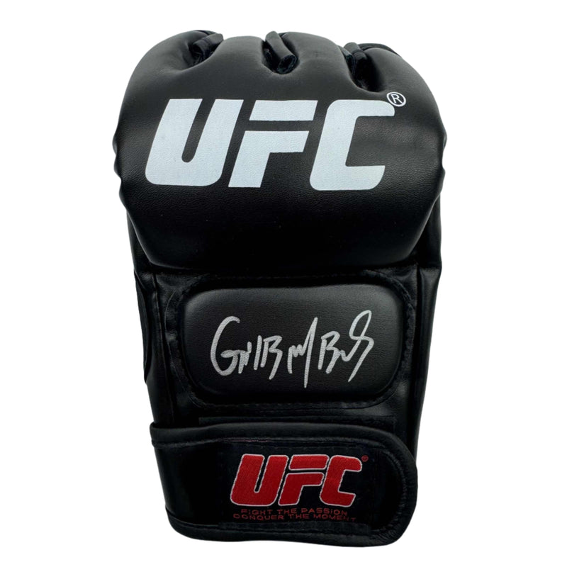 Autographed/Signed Gilbert Burns UFC MMA Black Fighting Glove Beckett BAS COA