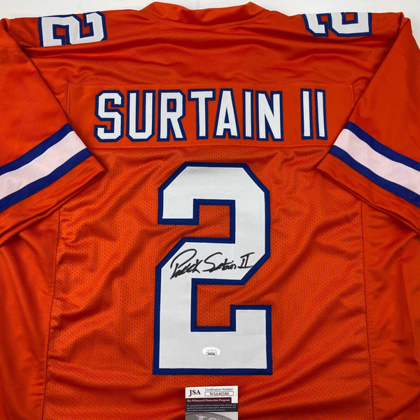 Autographed/Signed Patrick Surtain II Denver Retro Orange Football Jersey JSA COA