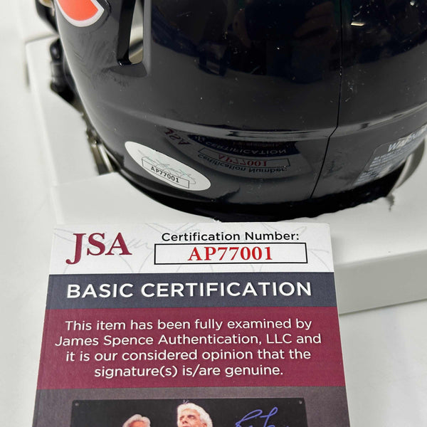 Autographed/Signed Brian Urlacher HOF 18 Chicago Bears Mini Football Helmet JSA COA