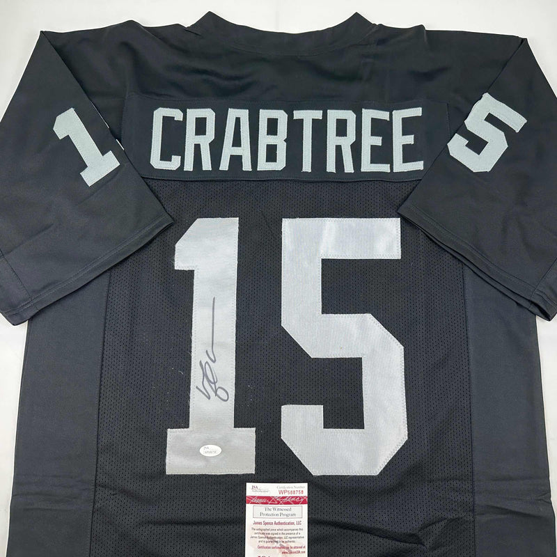 Autographed/Signed Michael Crabtree Oakland Las Vegas Black Football Jersey JSA COA