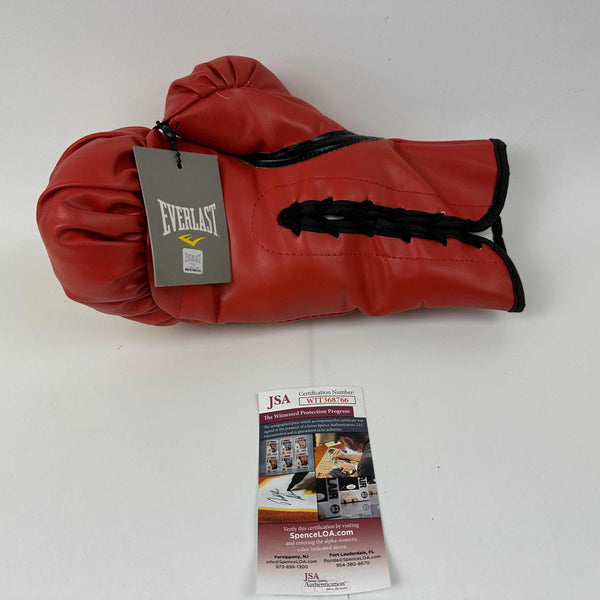 Autographed/Signed Michael Jinx Spinks Red Everlast Boxing Glove JSA COA
