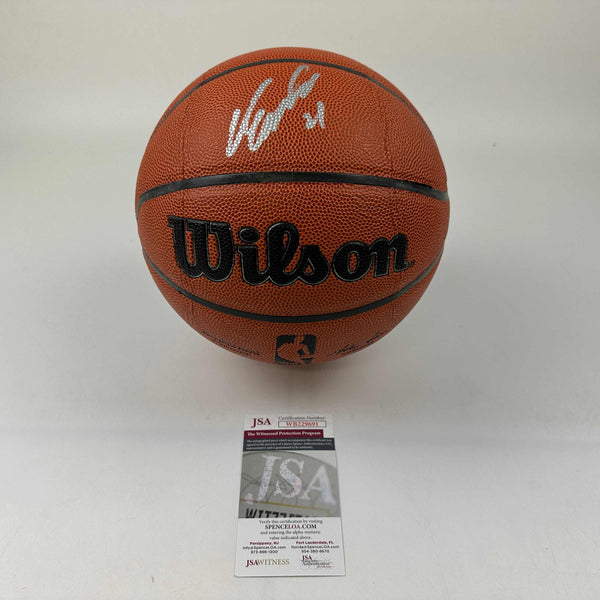 Autographed/Signed Dominique Wilkins Atlanta Hawks Full Size Wilson Basketball JSA COA