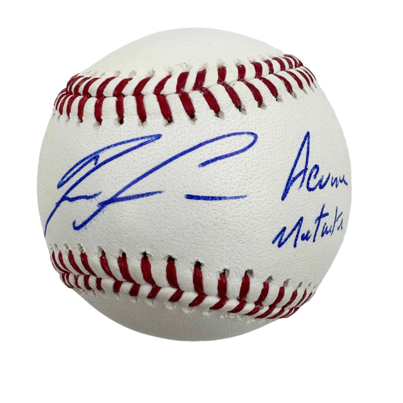 Autographed/Signed Ronald Acuna Jr. "Acuna Matata" Rawlings Official Major League ROML Baseball Beckett BAS COA