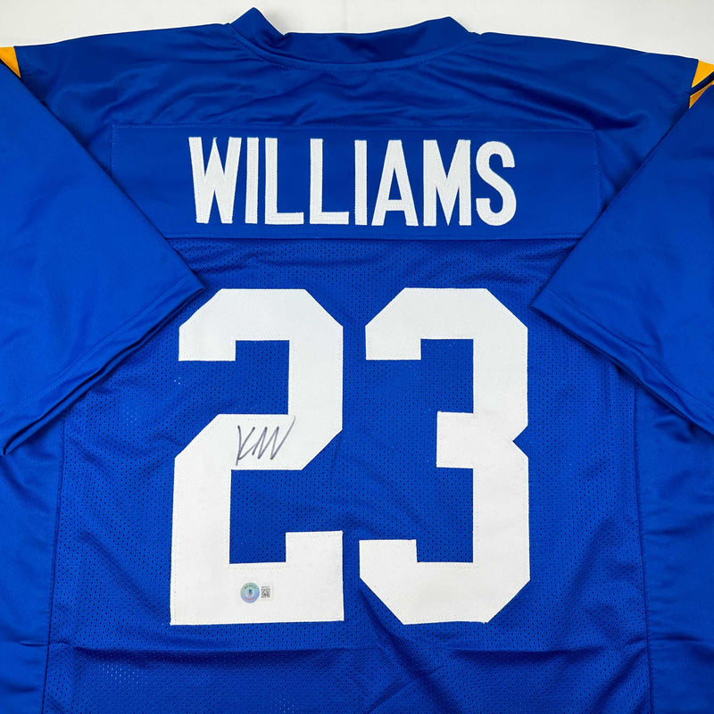 Autographed/Signed Kyren Williams Los Angeles LA Blue Football Jersey Beckett BAS COA