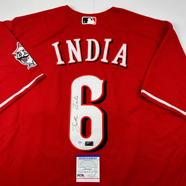 Autographed/Signed Jonathan India Cincinnati Red Baseball Jersey JSA COA