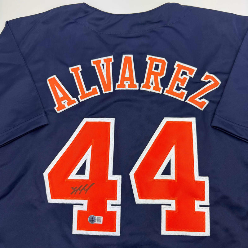 Autographed/Signed Yordan Alvarez Houston Blue Baseball Jersey Beckett BAS COA