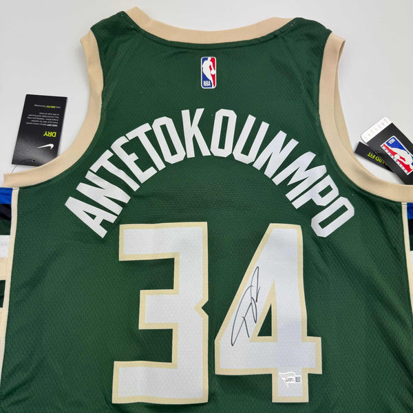 Autographed/Signed Giannis Antetokounmpo Milwaukee Green Basketball Jersey Fanatics COA