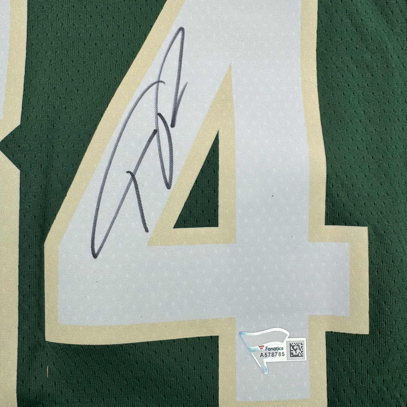 Autographed/Signed Giannis Antetokounmpo Milwaukee Green Basketball Jersey Fanatics COA