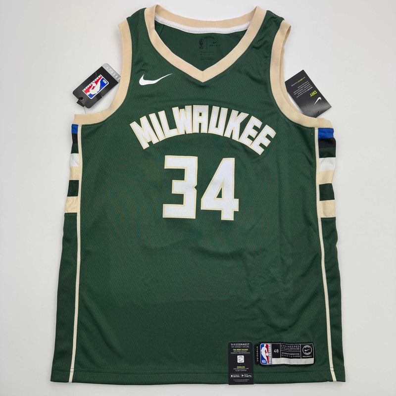 Autographed/Signed Giannis Antetokounmpo Milwaukee Green Basketball Jersey Fanatics COA