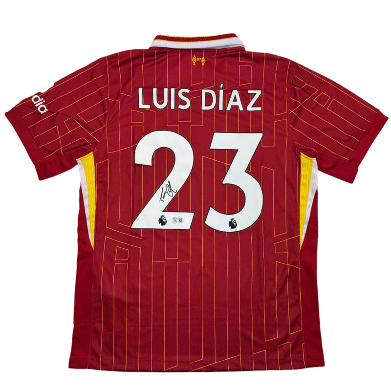 Autographed/Signed Luis Diaz Liverpool Red Soccer Jersey Beckett BAS COA