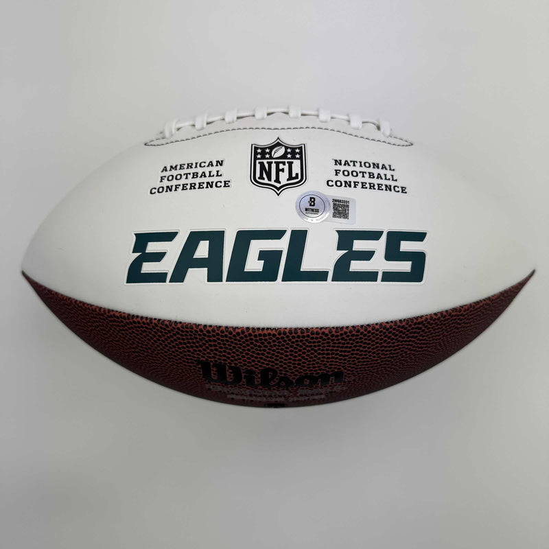 Autographed/Signed Brandon Graham Philadelphia Eagles Full Size F/S White Panel Logo Football Beckett BAS COA