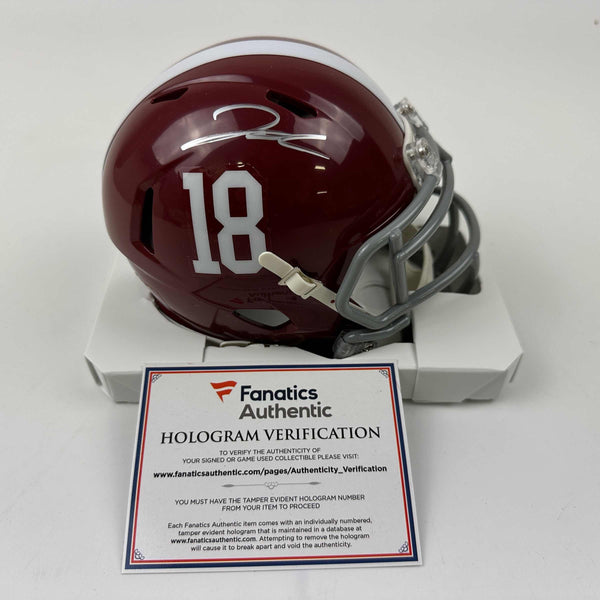 Autographed/Signed Jahmyr Gibbs Alabama Crimson Tide Mini College Football Helmet Fanatics COA
