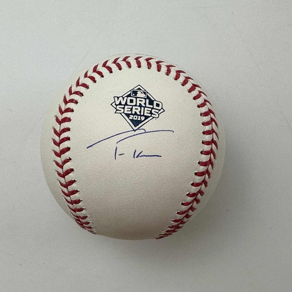 Autographed/Signed Trea Turner 2019 World Series Rawlings Official Major League Baseball ROML Beckett BAS COA