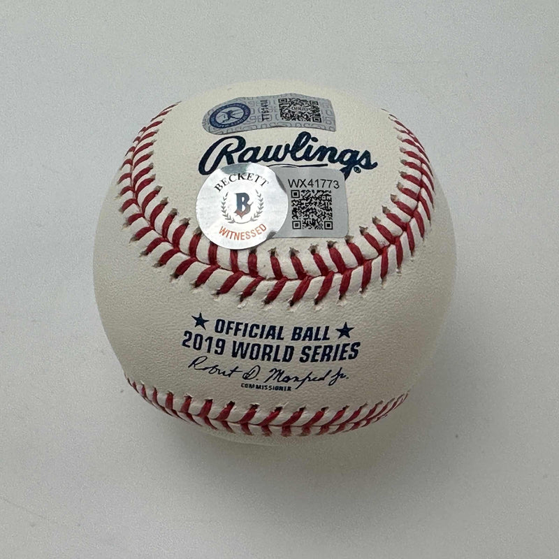 Autographed/Signed Trea Turner 2019 World Series Rawlings Official Major League Baseball ROML Beckett BAS COA